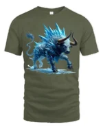 Ice Bull T-Shirt Frost Beast Graphic Tee for Bold Style - military green t-shirt on white background