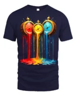 Melting Clocks T-Shirt Colorful Surreal Art Tee - navy t-shirt on white background