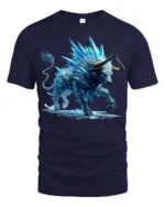 Ice Bull T-Shirt Frost Beast Graphic Tee for Bold Style - navy t-shirt on white background