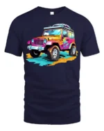 Colorful Off-Road Jeep T-Shirt Adventure Graphic Tee - navy t-shirt on white background