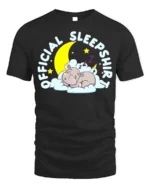 Official Sleep Shirt Cute Hippo T-Shirt for Bedtime - black t-shirt on white background