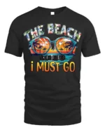 The Beach Is Calling T-Shirt Retro Summer Vacation Tee - black t-shirt on white background
