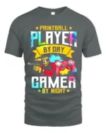 Paintball Player Gamer T-Shirt Day Night Dual Action Tee - gray t-shirt on white background