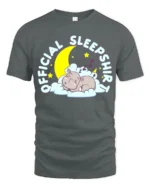 Official Sleep Shirt Cute Hippo T-Shirt for Bedtime - gray t-shirt on white background
