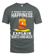 If Money Can’t Buy Happiness Boats Beer T-Shirt Funny Tee - gray t-shirt on white background
