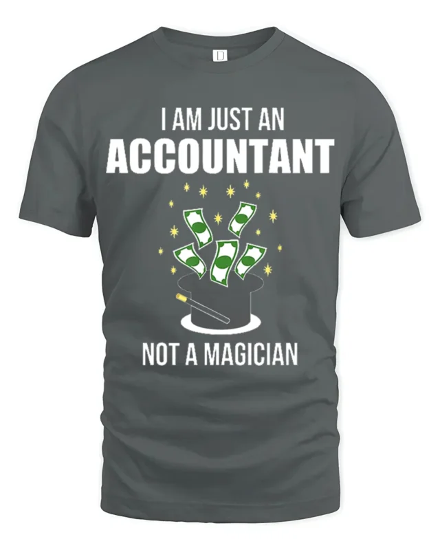 Funny Accountant T-Shirt Not a Magician Finance Tee - gray t-shirt on white background