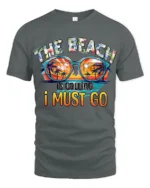 The Beach Is Calling T-Shirt Retro Summer Vacation Tee - gray t-shirt on white background