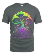 Psychedelic Tree of Life Yoga Zen T-Shirt Vibrant Trippy Nature - gray t-shirt on white background