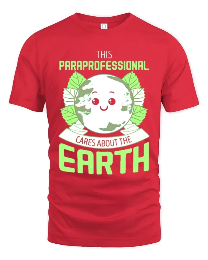 Paraprofessional Earth Day T-Shirt Eco Friendly Graphic Tee - red t-shirt on white background