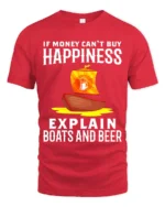 If Money Can’t Buy Happiness Boats Beer T-Shirt Funny Tee - red t-shirt on white background
