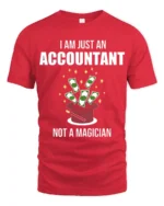 Funny Accountant T-Shirt Not a Magician Finance Tee - red t-shirt on white background