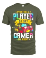 Paintball Player Gamer T-Shirt Day Night Dual Action Tee - military green t-shirt on white background