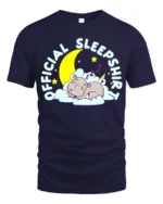Official Sleep Shirt Cute Hippo T-Shirt for Bedtime - navy t-shirt on white background