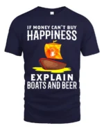 If Money Can’t Buy Happiness Boats Beer T-Shirt Funny Tee - navy t-shirt on white background