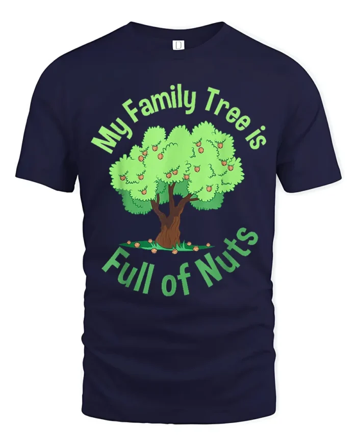 Funny Family Tree T-Shirt My Family Is Full of Nuts Tee - navy t-shirt on white background
