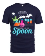 Funny Chemistry T-Shirt Don’t Lick the Spoon Tee - navy t-shirt on white background