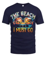 The Beach Is Calling T-Shirt Retro Summer Vacation Tee - navy t-shirt on white background