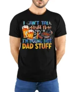 Funny Dad T-Shirt Hot Dad Stuff BBQ Beer Grill Tee USA - model wearing black shirt, hands behind back