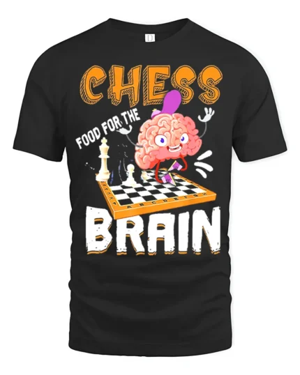 Funny Chess Brain T-Shirt Food for Thought Tee - black t-shirt on white background