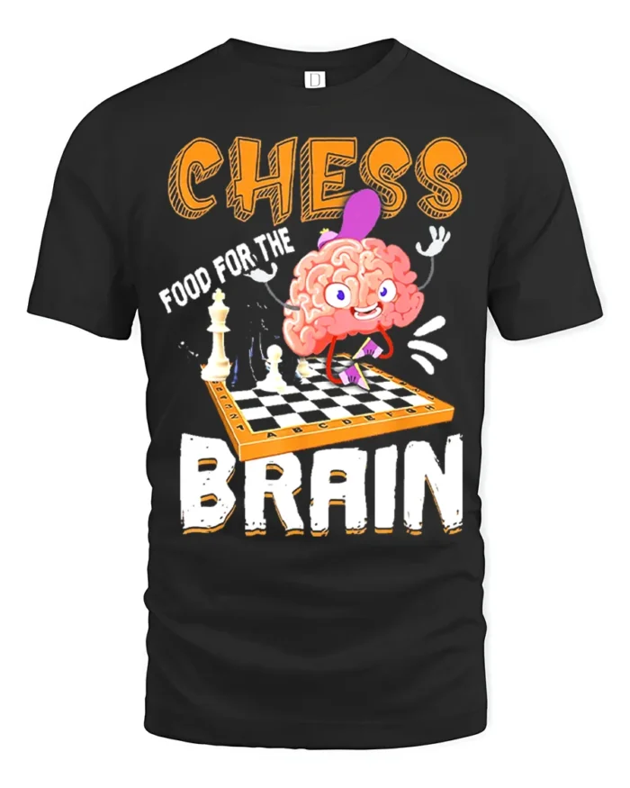 Funny Chess Brain T-Shirt Food for Thought Tee - black t-shirt on white background
