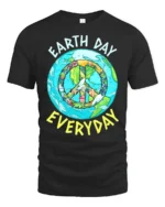 Earth Day Everyday Peace Sign T-Shirt Eco Friendly Tee - black t-shirt on white background