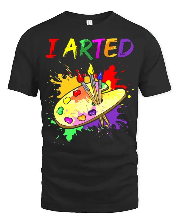 Artistic Humor T-Shirt I ARTED Paint Palette Shirt - black t-shirt on white background