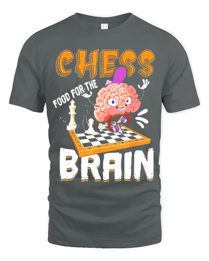 Funny Chess Brain T-Shirt Food for Thought Tee - gray t-shirt on white background
