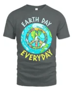 Earth Day Everyday Peace Sign T-Shirt Eco Friendly Tee - gray t-shirt on white background