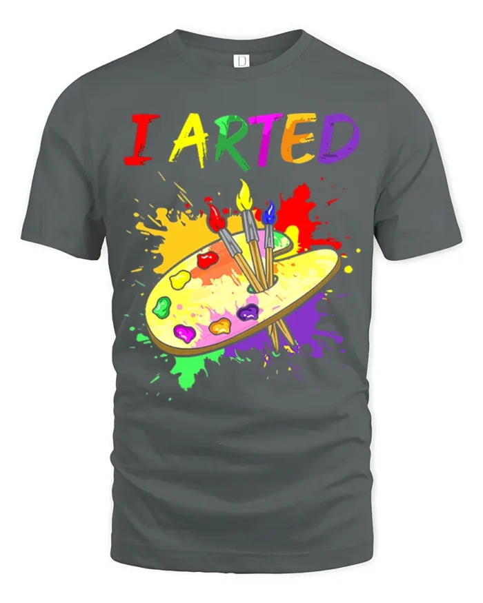 Artistic Humor T-Shirt I ARTED Paint Palette Shirt - gray t-shirt on white background