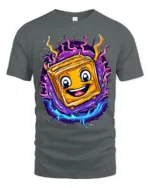 Electric Cheese Toast T-Shirt Funny Cartoon Food Tee - gray t-shirt on white background