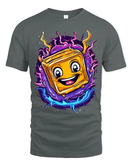 Electric Cheese Toast T-Shirt Funny Cartoon Food Tee - gray t-shirt on white background