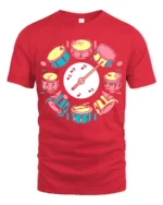 Colorful Drum Set Graphic T-Shirt Musician Gift Tee - red t-shirt on white background