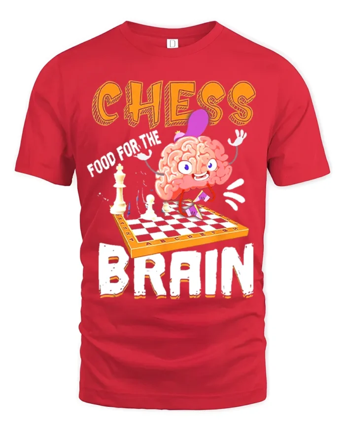 Funny Chess Brain T-Shirt Food for Thought Tee - red t-shirt on white background