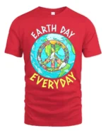 Earth Day Everyday Peace Sign T-Shirt Eco Friendly Tee - red t-shirt on white background