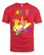 Artistic Humor T-Shirt I ARTED Paint Palette Shirt - red t-shirt on white background