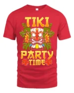 Tiki Party Time T-Shirt Tropical Luau Fun Island Tee - red t-shirt on white background