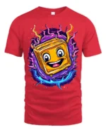 Electric Cheese Toast T-Shirt Funny Cartoon Food Tee - red t-shirt on white background