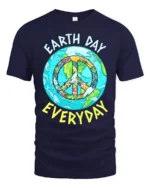 Earth Day Everyday Peace Sign T-Shirt Eco Friendly Tee - navy t-shirt on white background