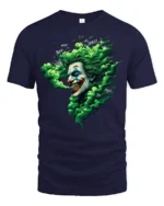 Evil Clown Laugh T-Shirt Haunting Green Smoke Tee - navy t-shirt on white background