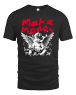 Make Money Angel Graphic T-Shirt Streetwear Style Tee - black t-shirt on white background