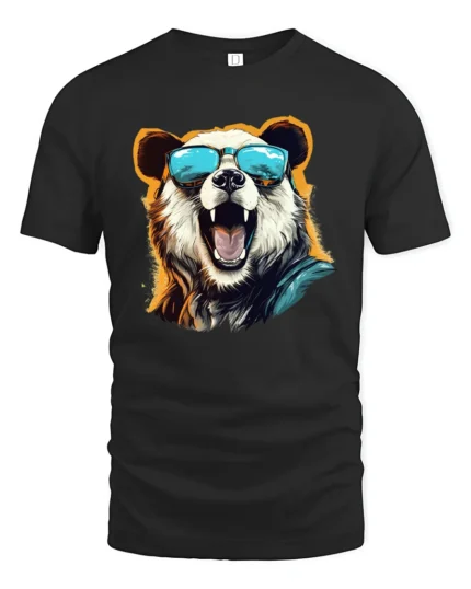 Cool Panda With Sunglasses T-Shirt Funny Animal Tee - black t-shirt on white background