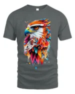 Bold Abstract Eagle Print T-Shirt Artistic Streetwear - gray t-shirt on white background