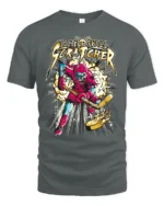 Ice Skull Scratcher Hockey T-Shirt Skeleton Player Tee - gray t-shirt on white background