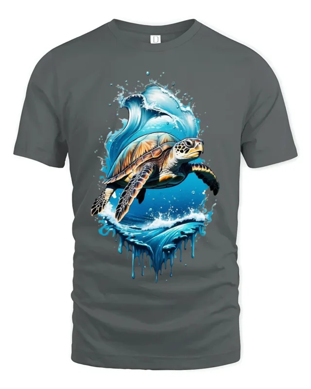 Ocean Turtle Graphic T-Shirt Sea Life Nature Tee - gray t-shirt on white background
