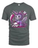 Gothic Unicorn T-Shirt Grim Fantasy Cute Creepy Tee - gray t-shirt on white background