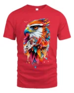 Bold Abstract Eagle Print T-Shirt Artistic Streetwear - red t-shirt on white background