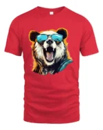 Cool Panda With Sunglasses T-Shirt Funny Animal Tee - red t-shirt on white background