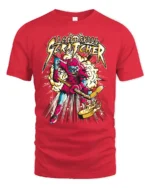 Ice Skull Scratcher Hockey T-Shirt Skeleton Player Tee - red t-shirt on white background