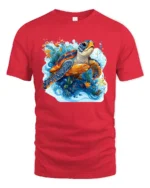 Aquatic Turtle T-Shirt Ocean Wildlife Nature Graphic - red t-shirt on white background