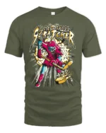 Ice Skull Scratcher Hockey T-Shirt Skeleton Player Tee - military green t-shirt on white background